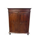 Antique Two Door Wooden Cabinet With Shelves