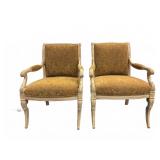 Pair Century Chair Co. Upholstered Open Arm Chair