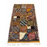 Hand Tied Patchwork Rug with Fringe
