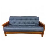 Pine Futon with Navy Blue Upholstery