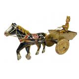 Marx Tin Litho Wind-Up Horse & Wagon Toy