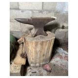 Large Anvil on 22-Inch Tree Stump Base