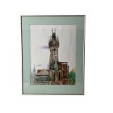 1994 Hzont Mizzoian Watercolor Clock Tower