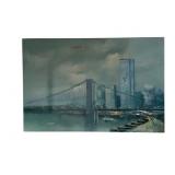 NYC Twin Towers Canvas, 20 3/4 x 30", Damaged