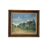 Marion Garrity Old Street Painting in Frame