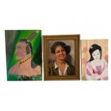 Three Portrait Paintings Various Artists