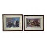 Tony Fachet 1994 Train Lithograph Pair, Matt
