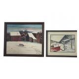 Four Framed Rural Winter Scenes