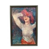 1987 Garret Repainted Woman Print, Framed