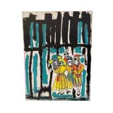 Acrylic Painted Canvas of Ladies in Urban Set