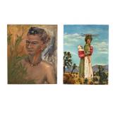 Two Mixed Media Portraits, 1968 & Signed