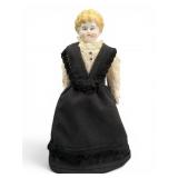 Victorian China Head Doll, 10 Inches, Feather