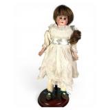 German Bisque Head Doll, Marked 2/0, 14 In.