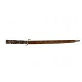 Thai Dha Sword with Carved Wood Scabbard