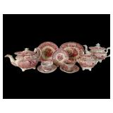 Adams & Ironstone Red Transferware Tea Set