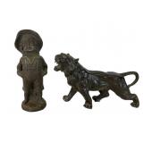 Cast Metal Child & Tiger Figures