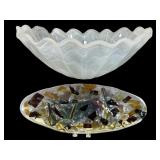 Decorative Art Glass Bowl & Plate Set