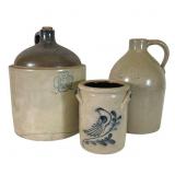 3 Stoneware Crocks & Jugs
