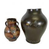 2 Hand-Painted Pottery Vases
