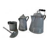 Gray Enamelware Kitchenware Grouping