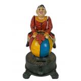 Cast Iron Spinning Clown Coin Bank