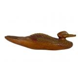 Signed Hand Carved Wooden Duck Decoy