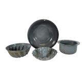 4 Gray Enamelware Kitchen Items