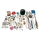 Costume Jewelry & Button Lot Assortment