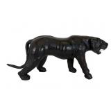 Mid-Century Leather Wrapped Panther Sculpture