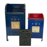 3 Mail Box Coin Banks, Metal