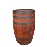Wooden Barrel Table with Wheels, 22 Inches
