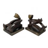 Welded Metal Bookend Sculptures