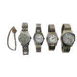 Five Stainless Steel Wristwatches Assortment