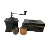 Coffee Grinder, Document Box, Inkwell & Ashtr