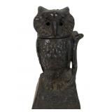J & E Stevens Cast Iron Mechanical Owl Bank