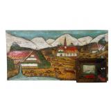 German Black Forest Style Painted Panel & 3D