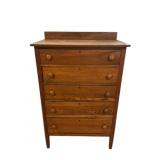 Oak five drawer tall chest