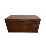 Rustic Wooden Storage Chest with Metal Lock