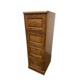 Modern Four Drawer Oak File Cabinet With Key