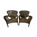 Pair Outdoor Faux Bamboo Armchairs