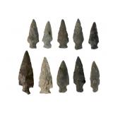 11 Knapped Stone Projectile Points