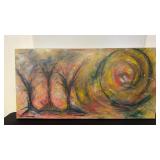 Jane Zamost Abstract Oil on Board, Signed