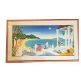 Large Framed Beach Scene Print