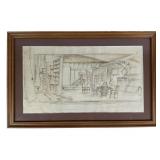 Jim Gray Signed Theatrical Set Design Sketch