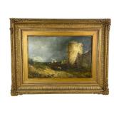 Antique Framed Oil on Board Landscape Painting