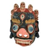 Hand-Carved Polychrome Wood Mask, 12.5 x 9.5"