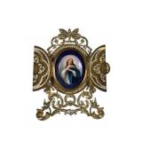 Antique French Gilded Brass Travel Shrï¿½ine
