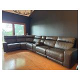 Five Section Leather Sofa with Recliners