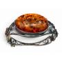 Sterling & Amber-Style Hinged Cuff Bracelet