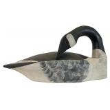 Carved & Painted Wood Canada Goose Preening Decoy